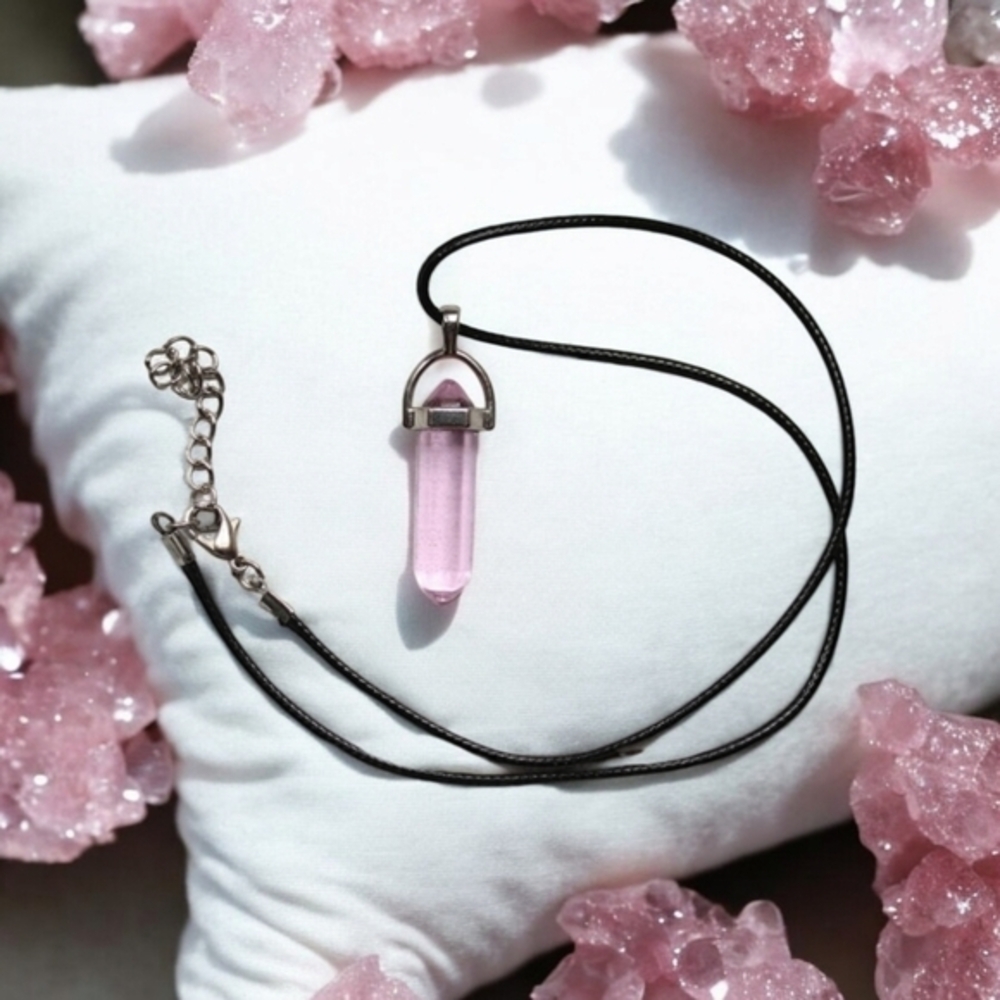 Chakra Healing Rose Quartz Point Crystal Necklace Balancing Love Stone Gemstones